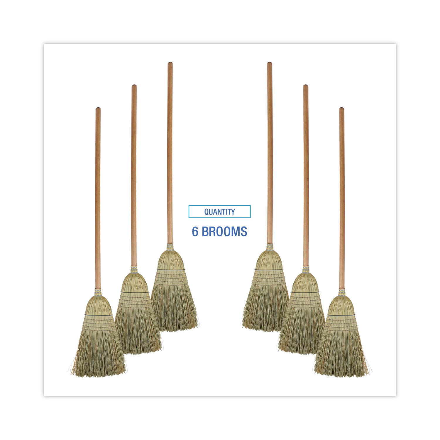 Boardwalk 100% Corn Brooms, 60" Overall Length, Natural, 6/Carton