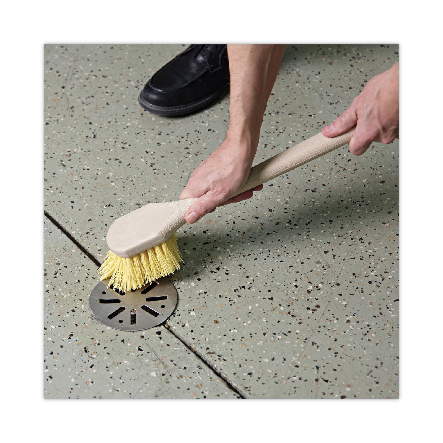 Boardwalk Utility Brush, Cream Polypropylene Bristles, 5.5 Brush, 14.5" Tan Plastic Handle