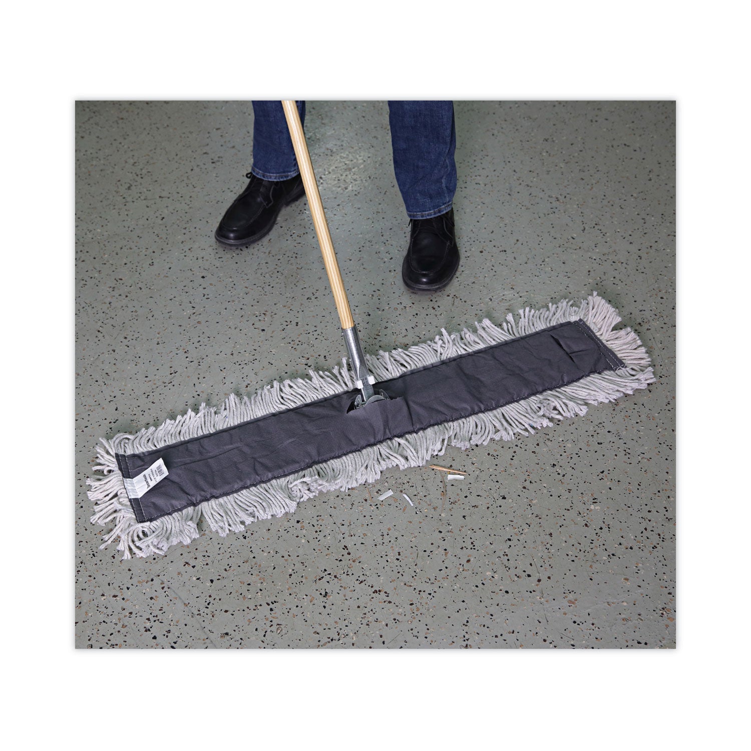 Boardwalk Disposable Dust Mop Head w/Sewn Center Fringe, Cotton/Synthetic, 36w x 5d, White