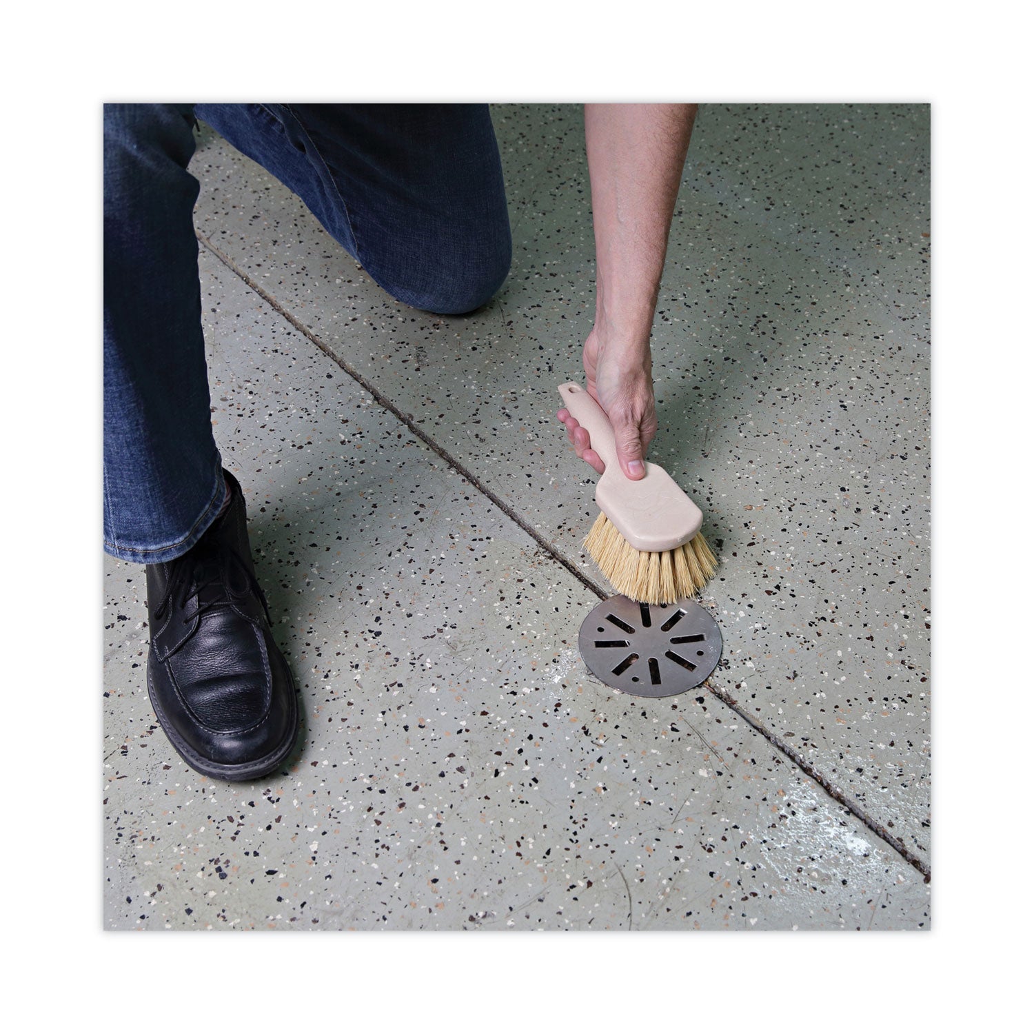 Boardwalk Utility Brush, Cream Tampico Bristles, 5.5" Brush, 3" Tan Plastic Handle