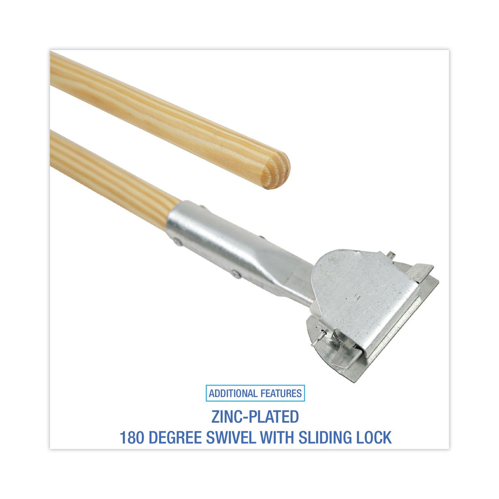 Boardwalk Clip-On Dust Mop Handle, Lacquered Wood, Swivel Head, 1" dia x 60", Natural