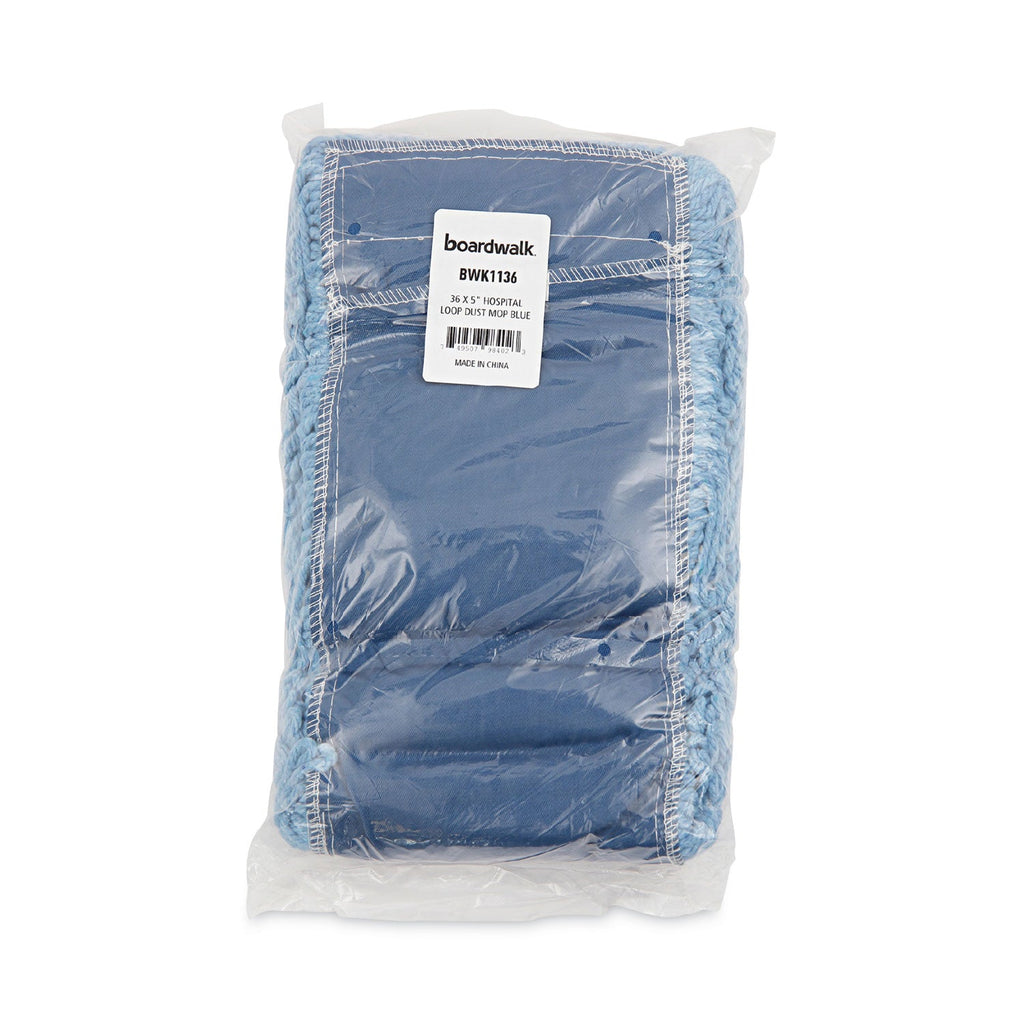 Boardwalk Dust Mop Head, Cotton/Synthetic Blend, 36 x 5, Looped-End, Blue