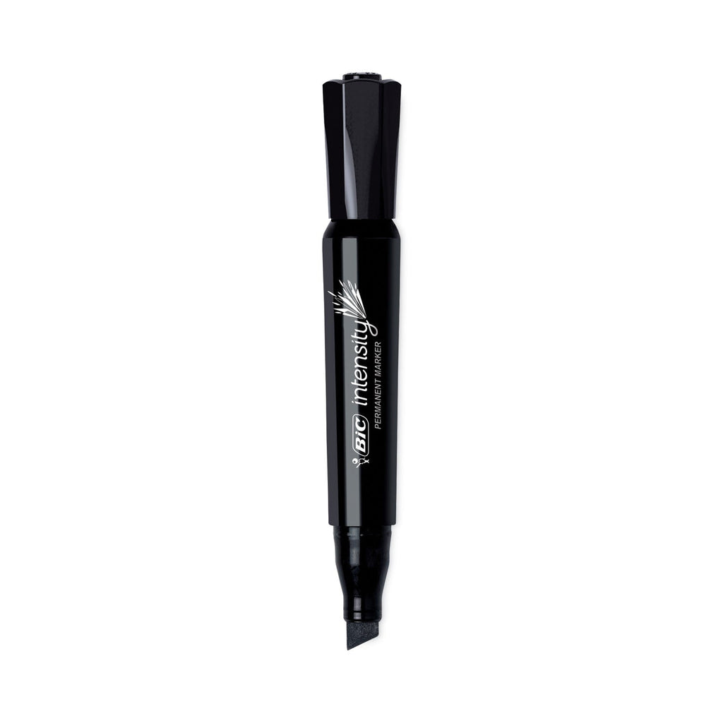 BIC Intensity Chisel Tip Permanent Marker, Broad Chisel Tip, Tuxedo Black, Dozen