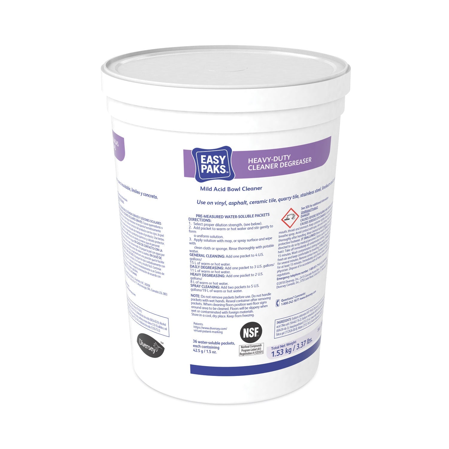 Easy Paks Heavy-Duty Cleaner/Degreaser, 1.5 oz Packet, 36/Tub, 2 Tubs/Carton