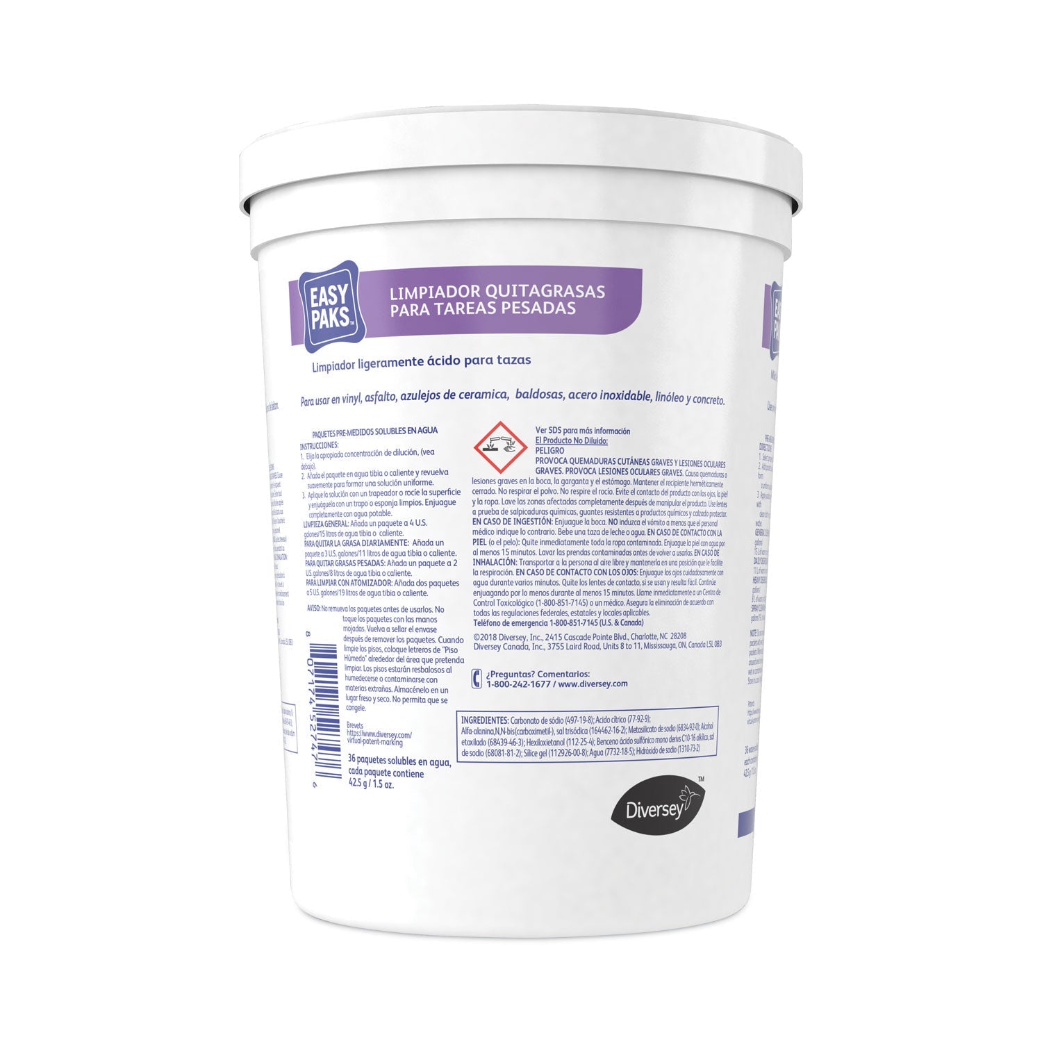 Easy Paks Heavy-Duty Cleaner/Degreaser, 1.5 oz Packet, 36/Tub, 2 Tubs/Carton