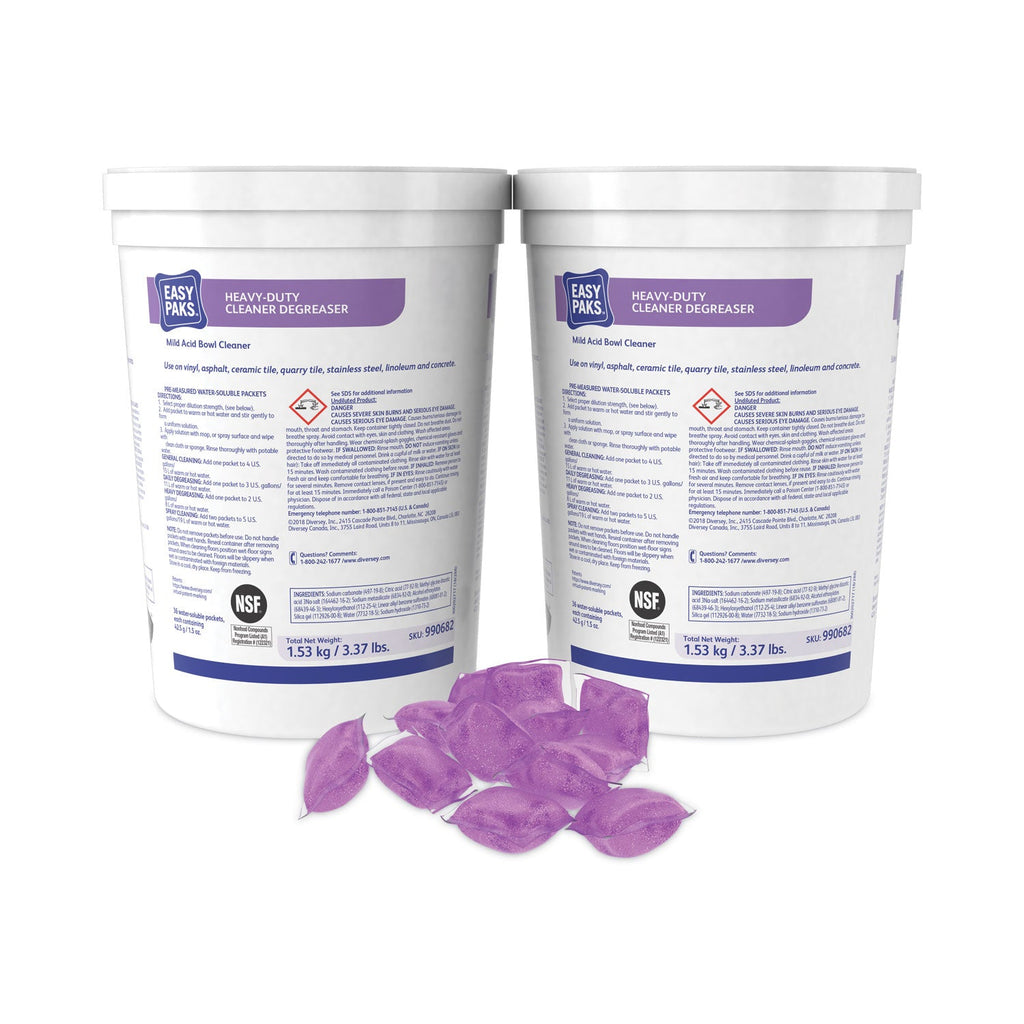 Easy Paks Heavy-Duty Cleaner/Degreaser, 1.5 oz Packet, 36/Tub, 2 Tubs/Carton