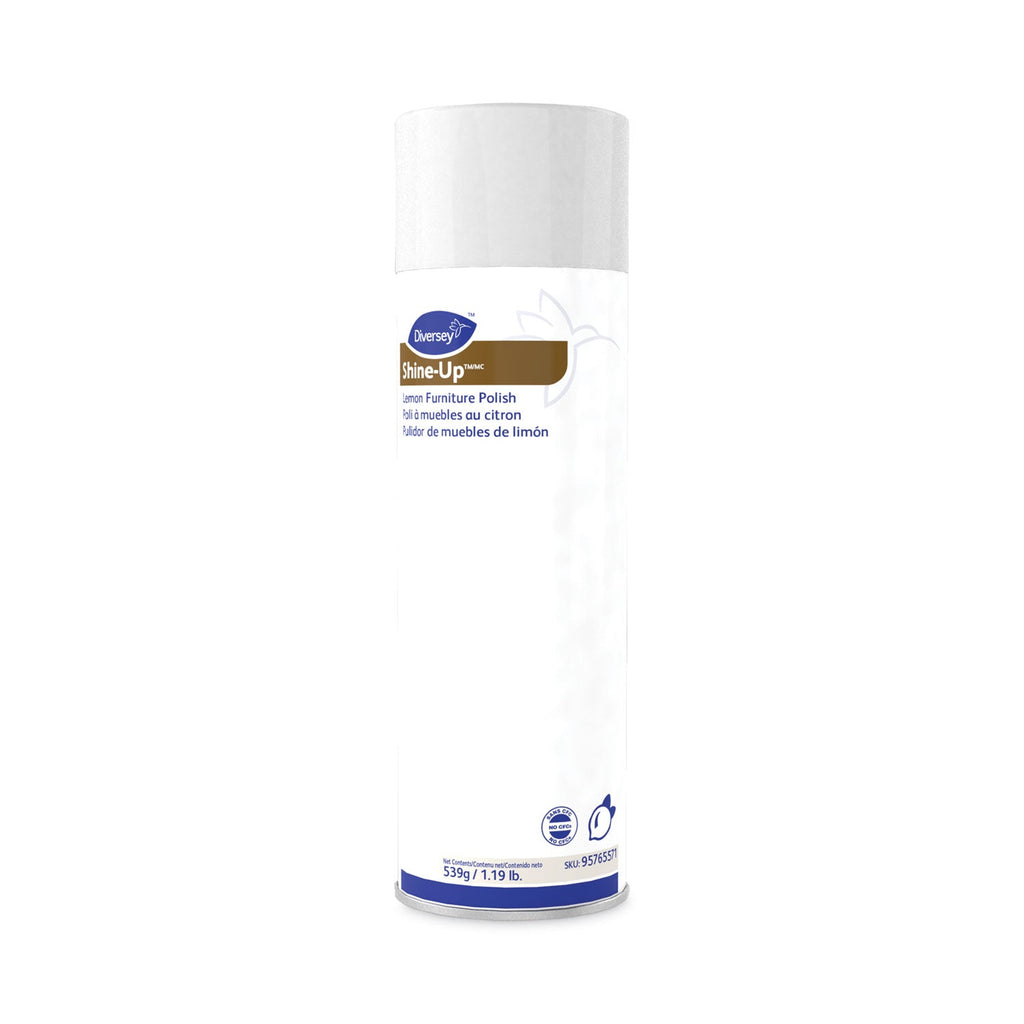 Diversey Shine-Up Furniture Cleaner, Lemon Scent, 13.8 oz  Aerosol Spray, 12/Carton