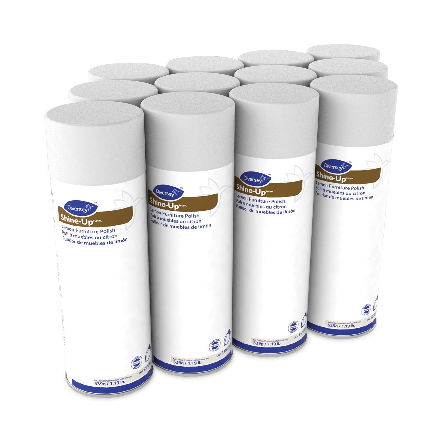Diversey Shine-Up Furniture Cleaner, Lemon Scent, 13.8 oz  Aerosol Spray, 12/Carton