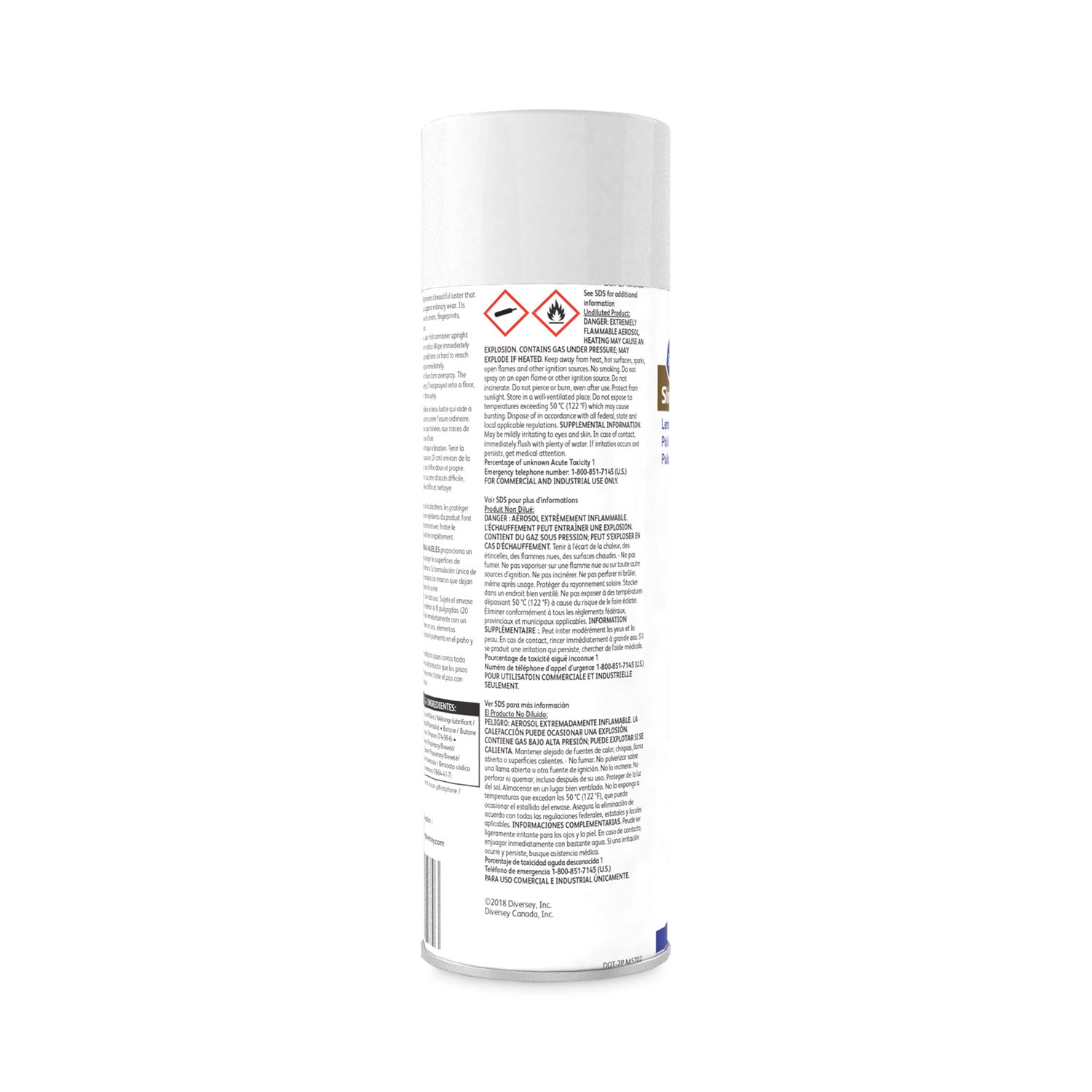Diversey Shine-Up Furniture Cleaner, Lemon Scent, 13.8 oz  Aerosol Spray, 12/Carton