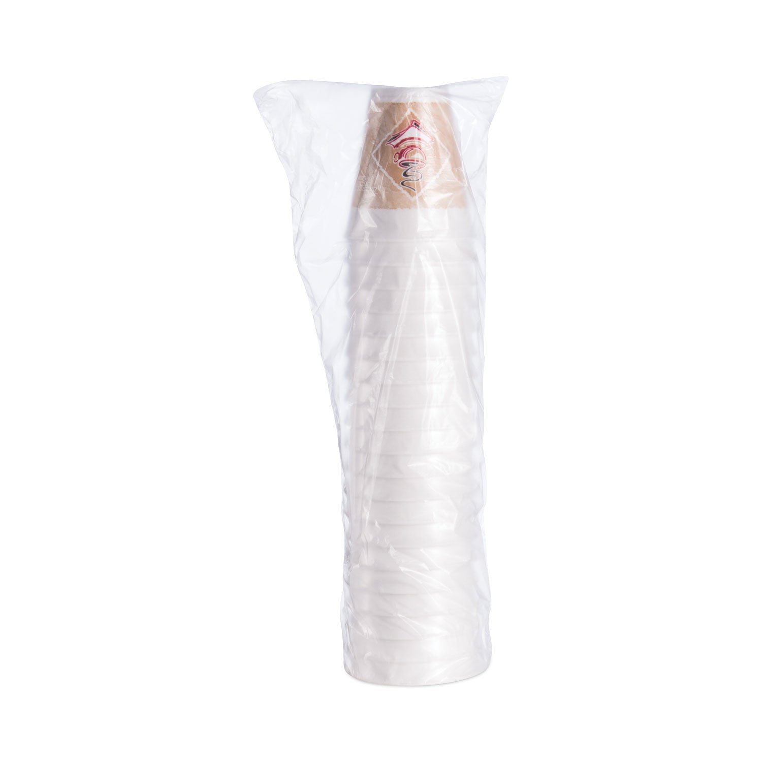 Dart Cafe G Foam Hot/Cold Cups, 12 oz, Brown/Red/White, 20/Pack
