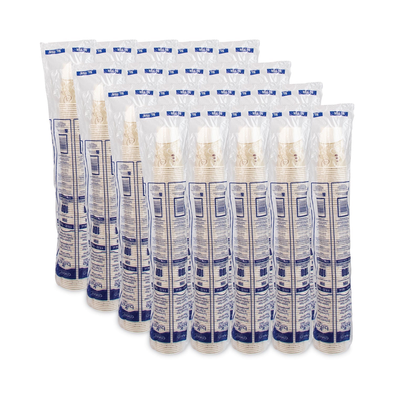 Dart Symphony Design Wax-Coated Paper Cold Cup,  9 oz, Beige/White, 100/Sleeve, 20 Sleeves/Carton