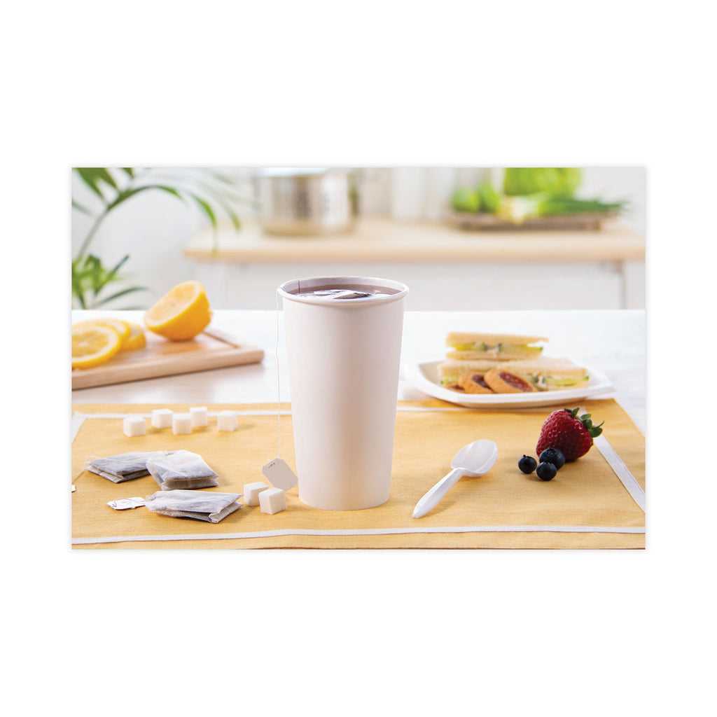 Dart Polycoated Hot Paper Cups, 20 oz, White, 600/Carton