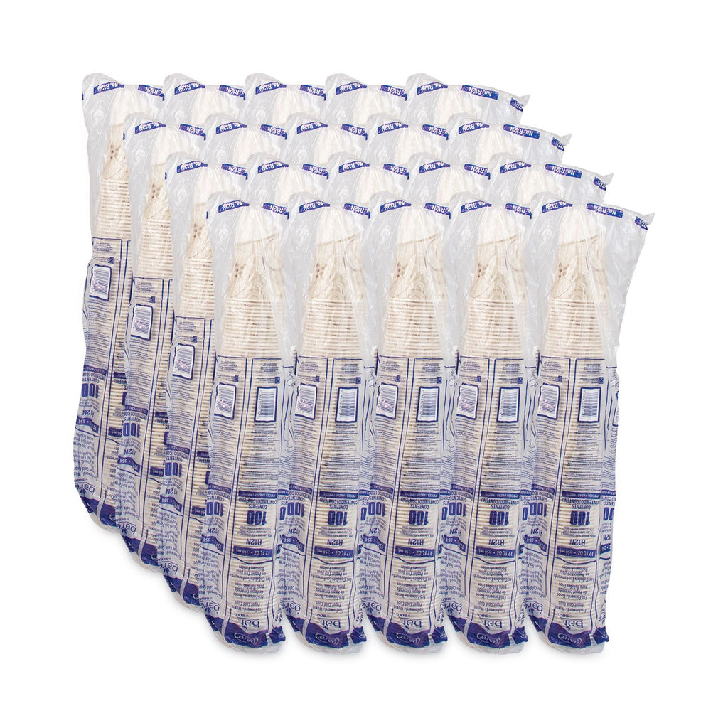 Dart Symphony Treated-Paper Cold Cups, 12 oz, White/Beige/Red, 100/Bag, 20 Bags/Carton
