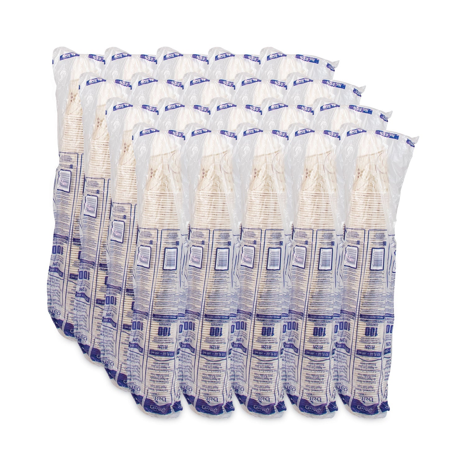 Dart Symphony Treated-Paper Cold Cups, 12 oz, White/Beige/Red, 100/Bag, 20 Bags/Carton