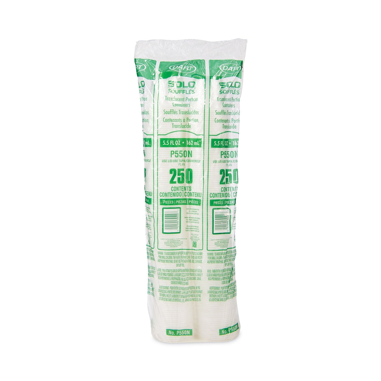 Dart Polystyrene Souffle Portion Cups, 5.5 oz, Translucent, 250/Bag, 10 Bags/Carton