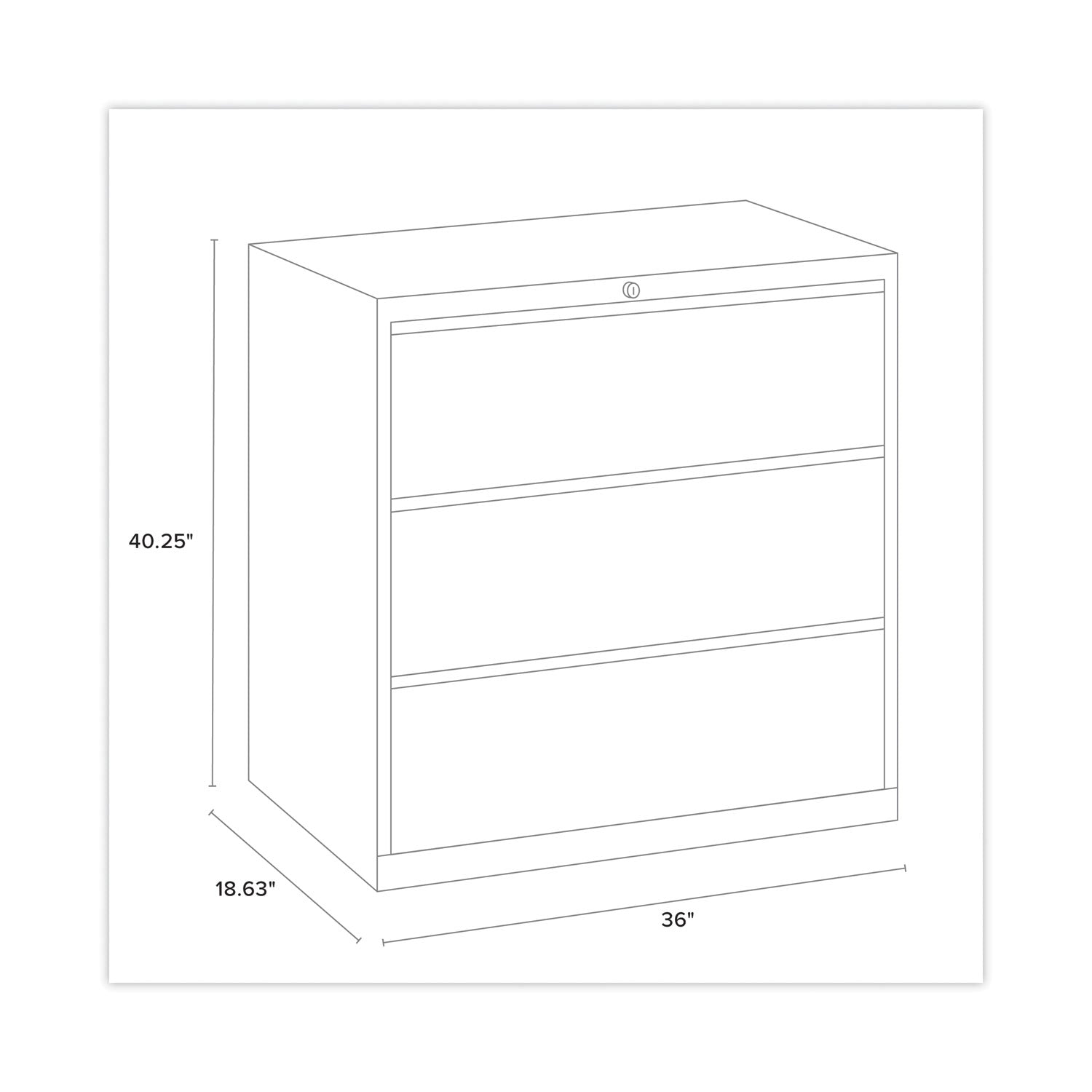Hirsh Industries Lateral File Cabinet, 3 Letter/Legal/A4-Size File Drawers, Charcoal, 36 x 18.62 x 40.25