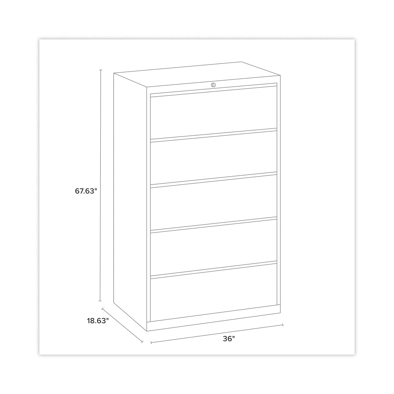 Hirsh Industries Lateral File Cabinet, 5 Letter/Legal/A4-Size File Drawers, Charcoal, 36 x 18.62 x 67.62