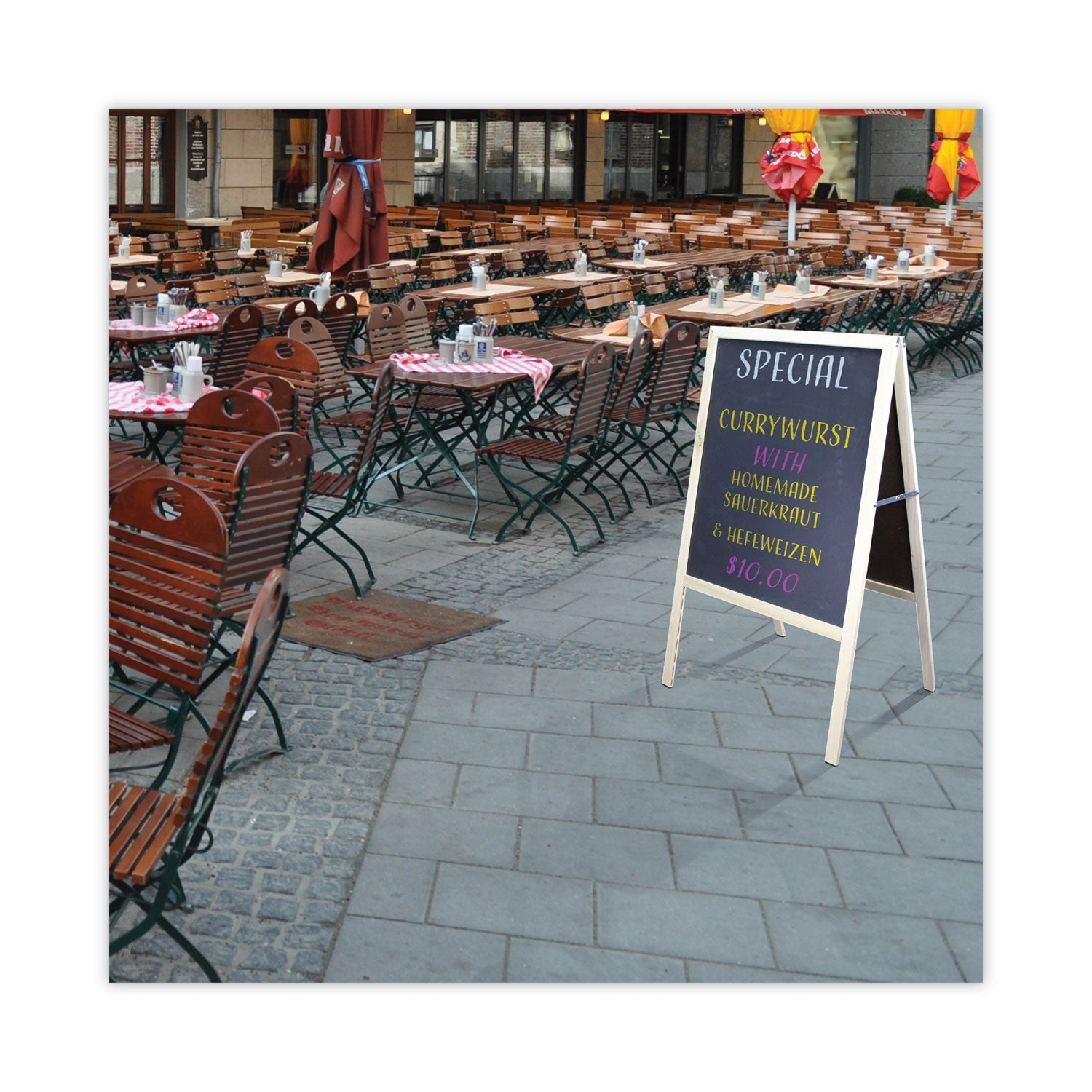 Flipside Black Chalkboard Marquee Board. 24 x 42, Natural Wood Frame