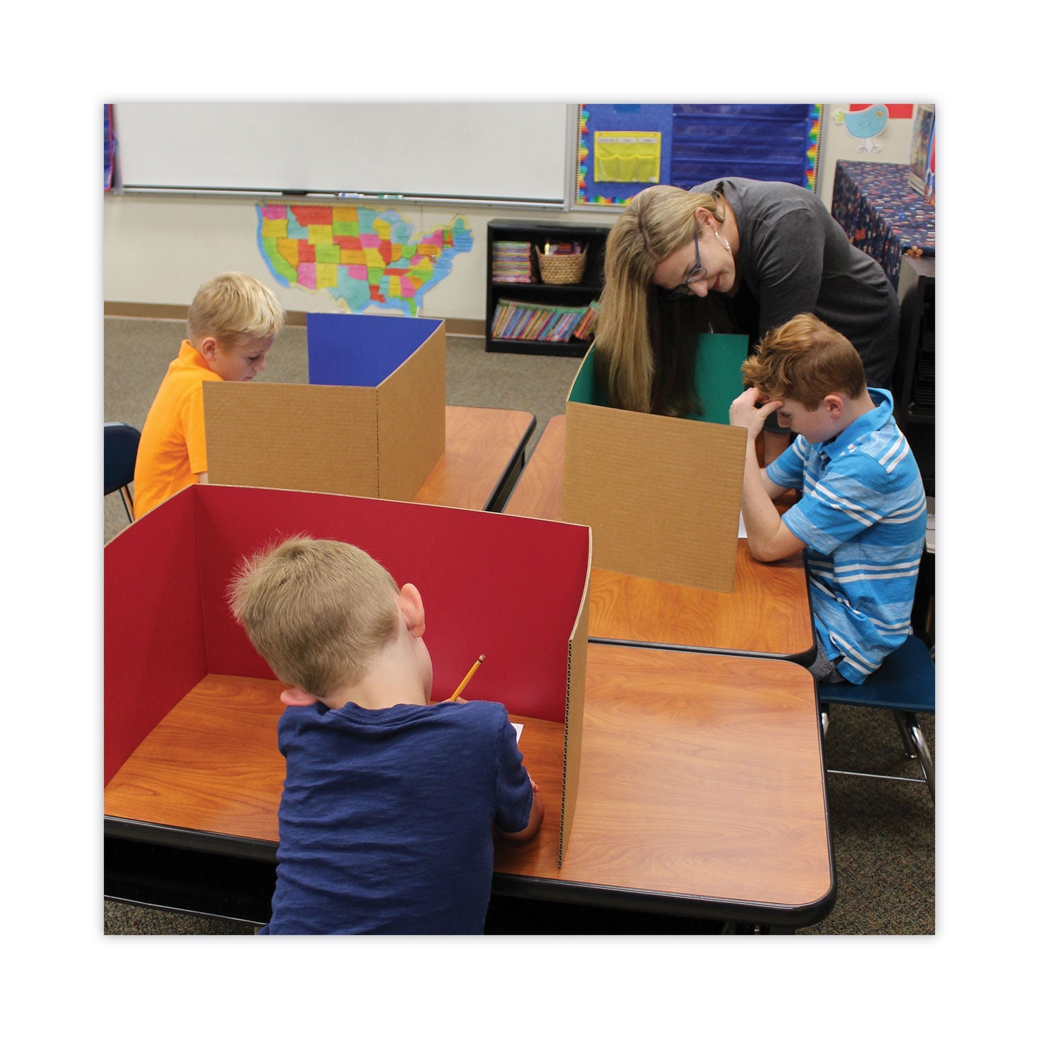 Flipside Study Carrel, 48 x 12, Assorted Colors, 24/Pack