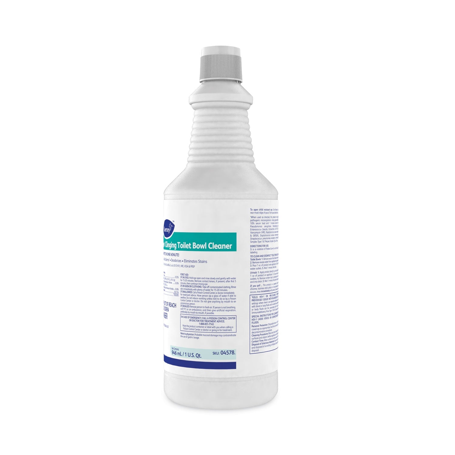 Diversey Crew Clinging Toilet Bowl Cleaner, Floral Scent, Liquid, 1 qt. Bottle, 12/CT