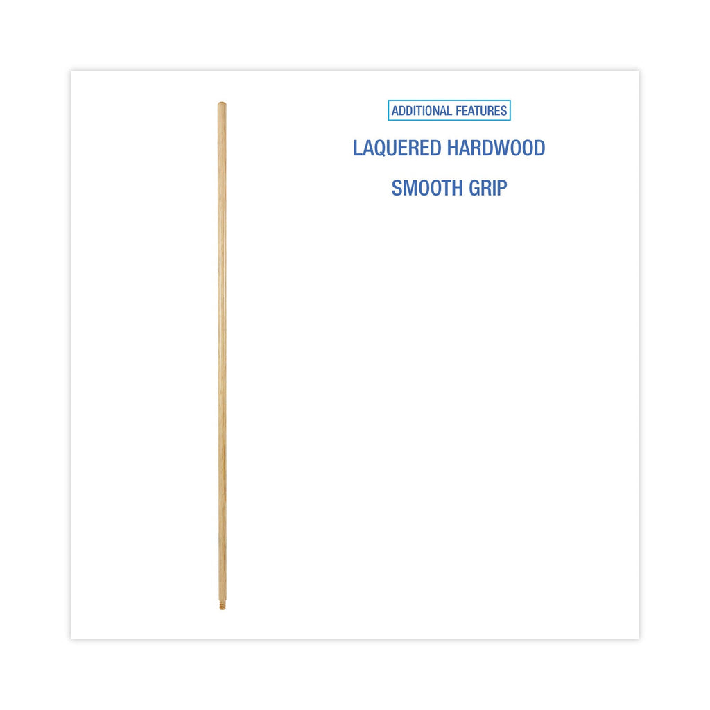 Boardwalk Threaded End Broom Handle, Lacquered Hardwood, 0.94" dia x 54", Natural