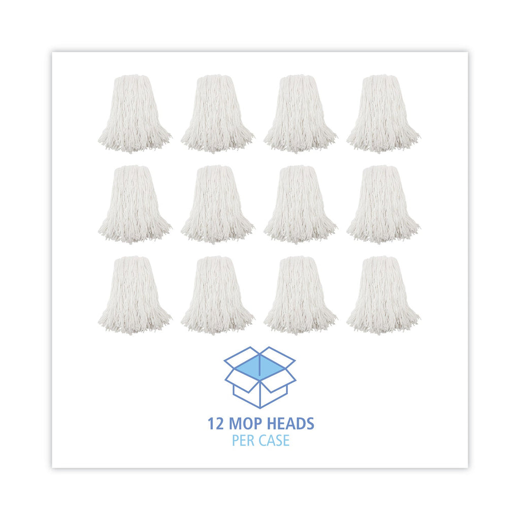 Boardwalk Premium Cut-End Wet Mop Heads, Rayon, 16oz, White, 12/Carton
