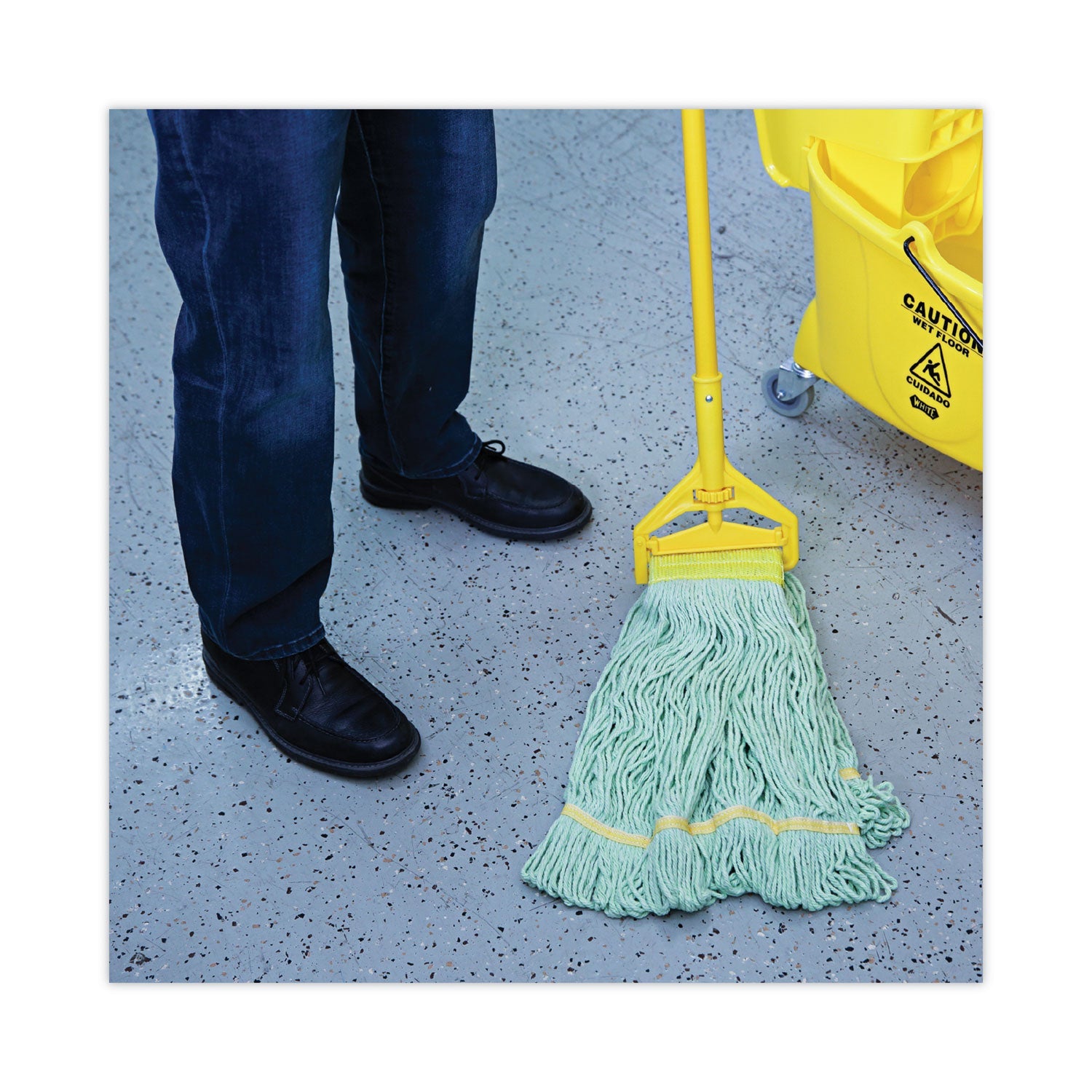 Boardwalk EcoMop Looped-End Mop Head, Recycled Fibers, Large Size, Green, 12/Carton