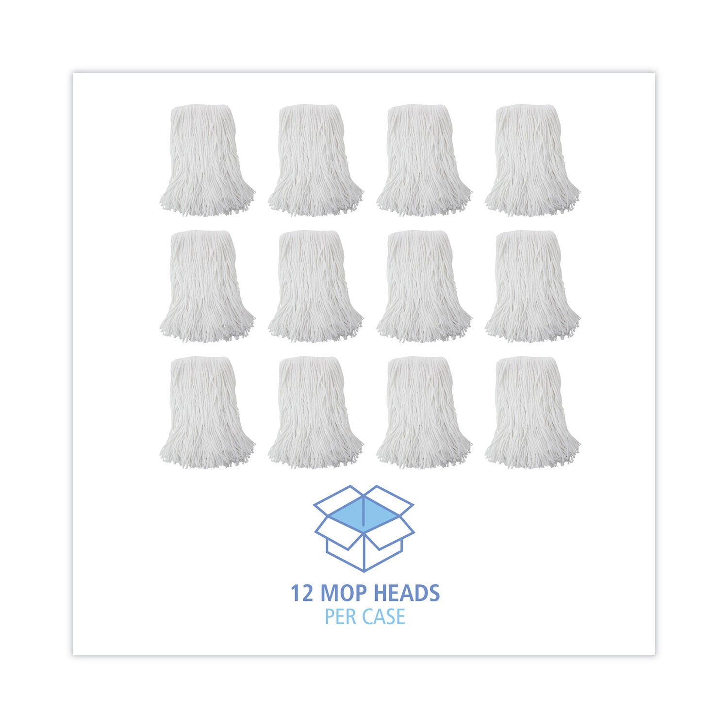 Boardwalk Mop Head, Value Standard Head, Rayon Fiber, Cut-End, Size No. 16, White, 12/Carton