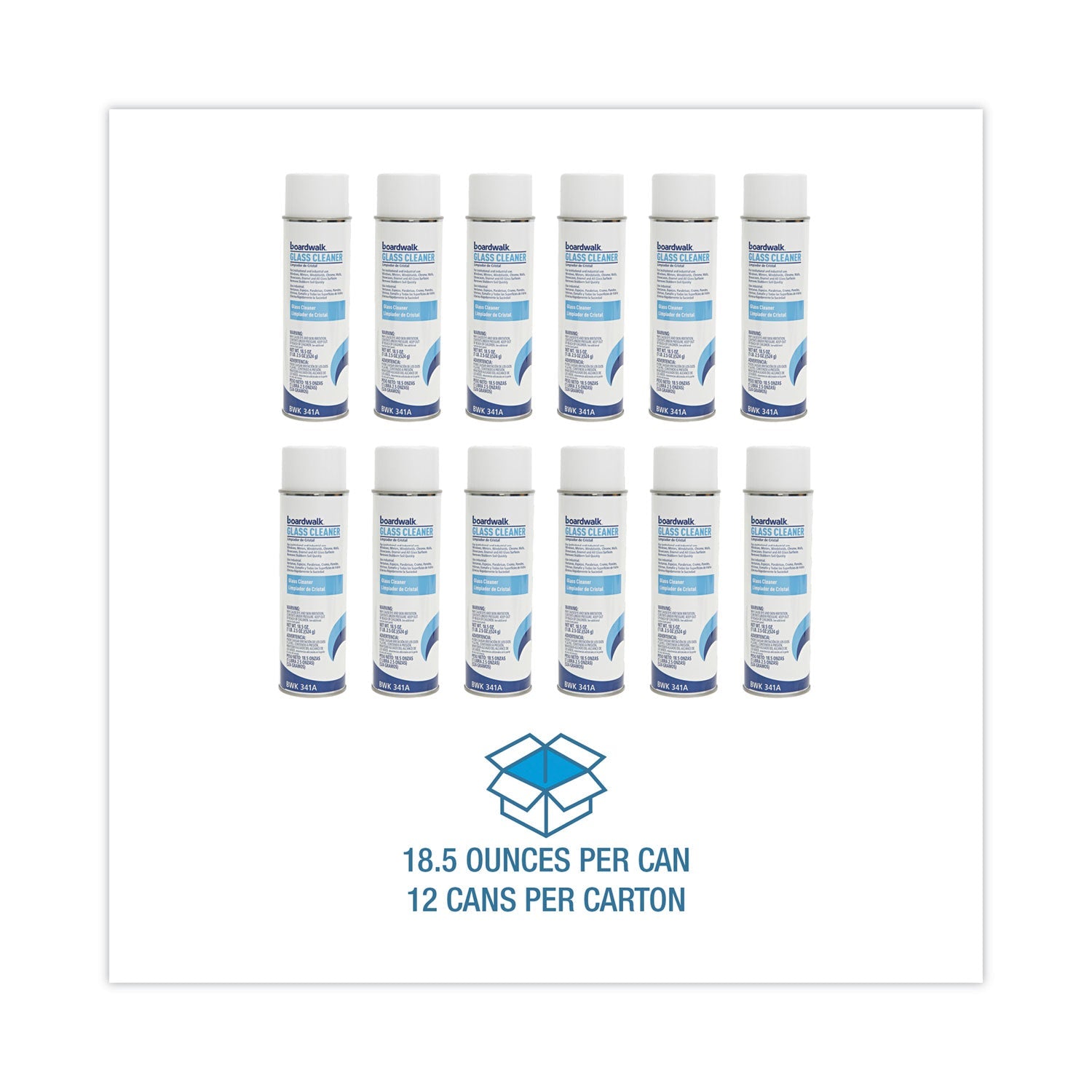 Boardwalk Glass Cleaner, Sweet Scent, 18.5 oz. Aerosol Spray, 12/Carton