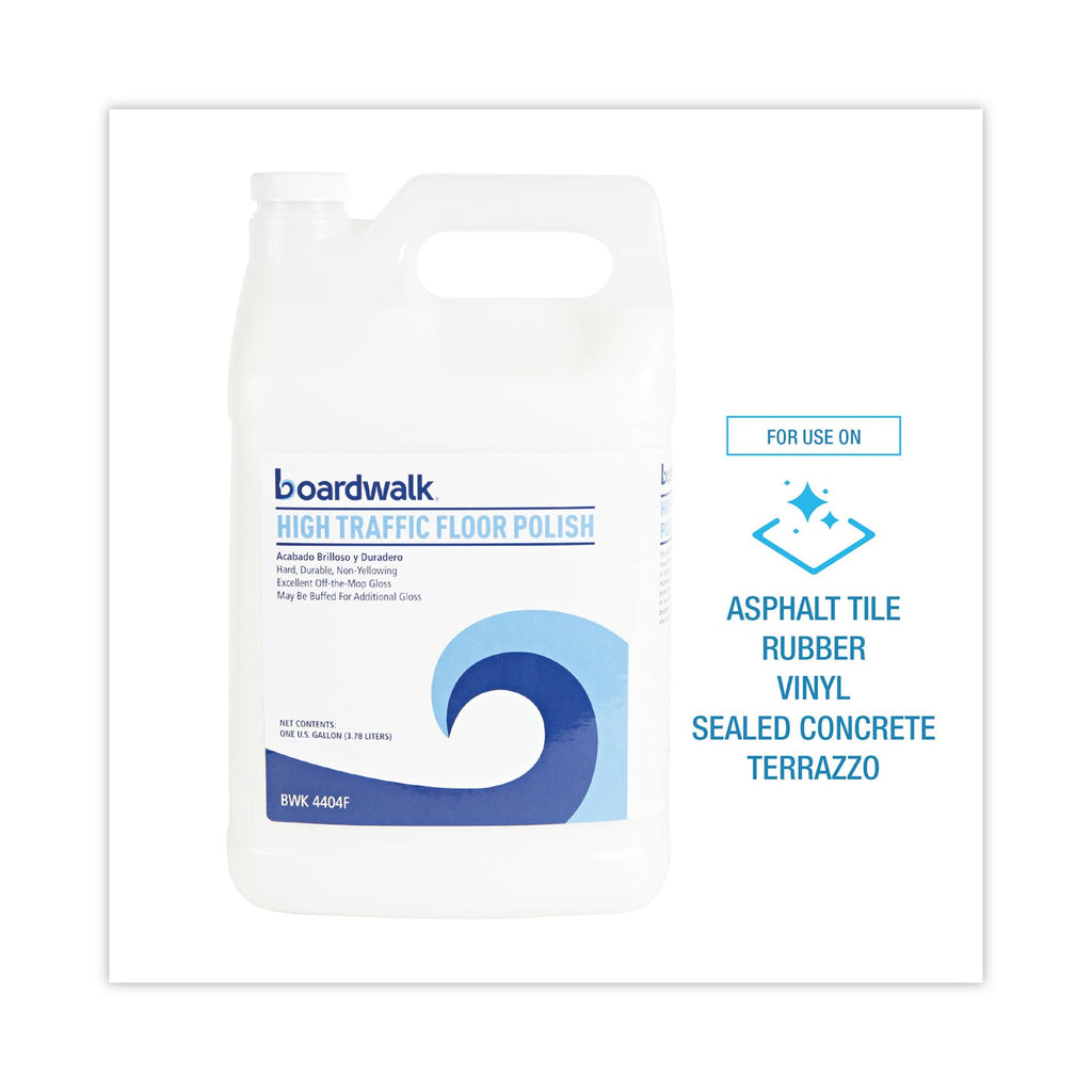 Boardwalk High Traffic Floor Polish, 1 gal Bottle, 4/Carton