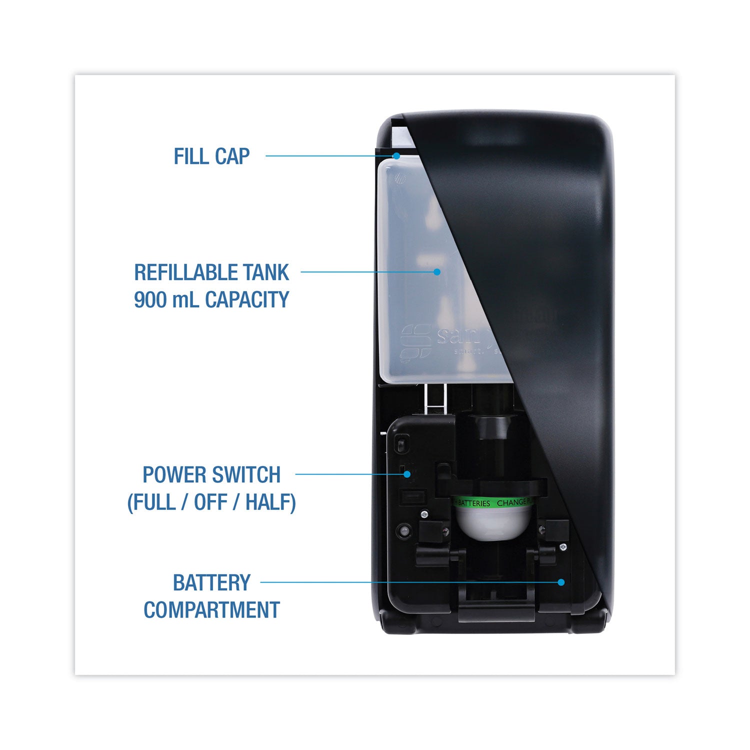 Boardwalk Bulk Fill Soap Dispenser, 900 mL, 5.5 x 4 x 12, Black