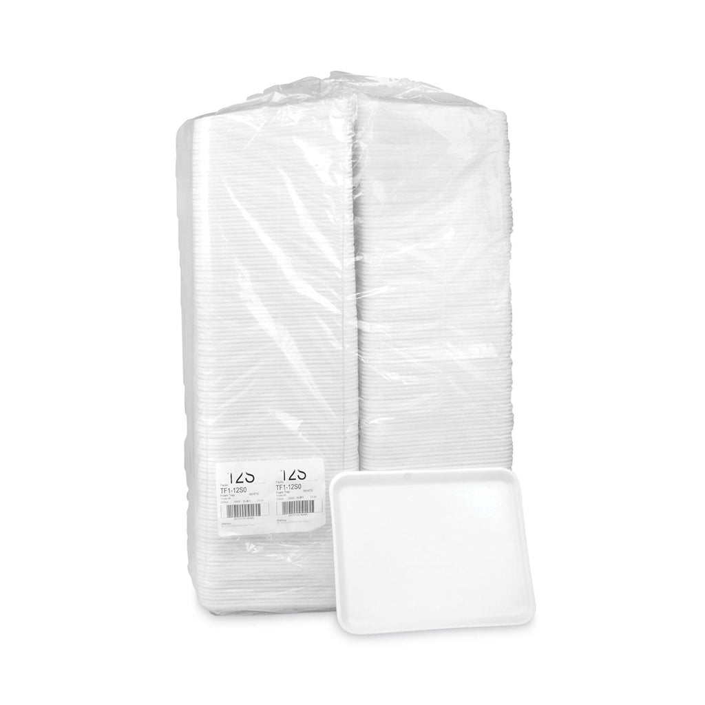 Pactiv Evergreen Supermarket Tray, #12S, 11 x 9 x 0.65, White, Foam, 250/Carton