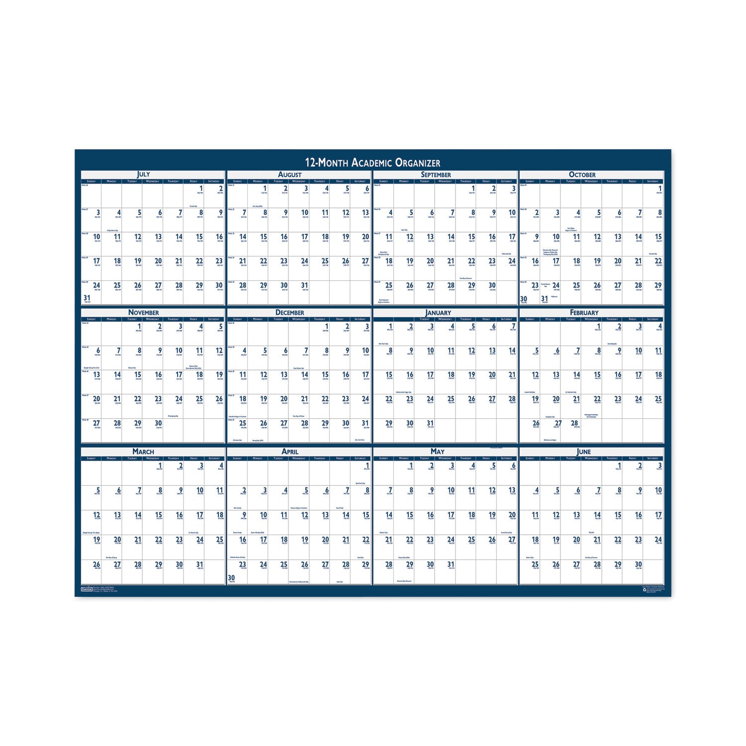 House of Doolittle Academic Year Recycled Poster Style Reversible/Erasable Yearly Wall Calendar, 18 x 24, 12-Month (July to June): 2022 to 2023