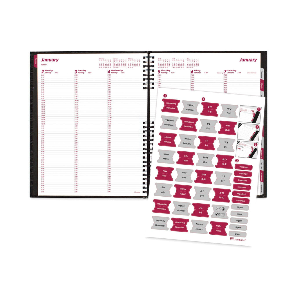 Brownline CoilPro Weekly Appointment Book in Columnar Format, 11 x 8.5, Black Cover, 12-Month (Jan to Dec): 2023