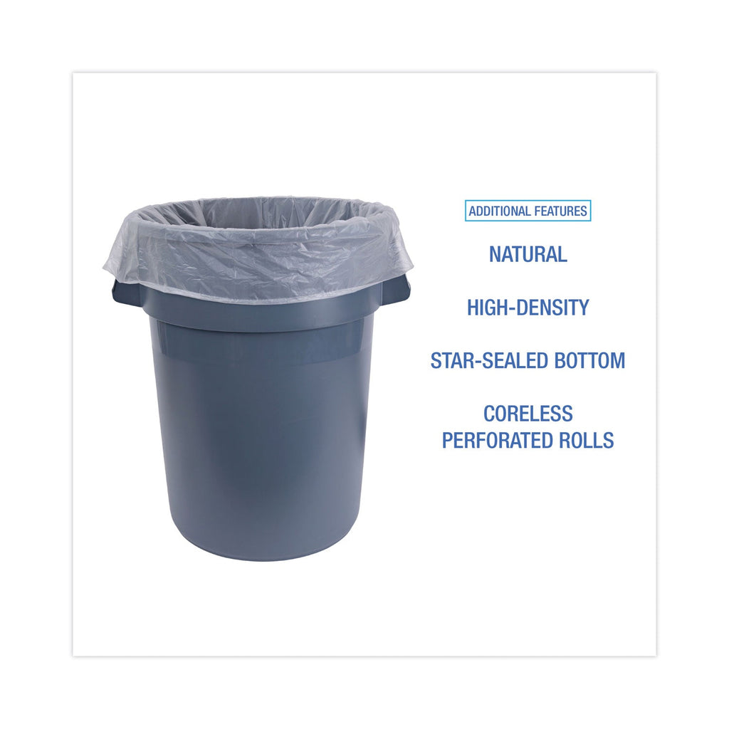 Boardwalk High-Density Can Liners, 45 gal, 11 microns, 40" x 46", Natural, 250/Carton