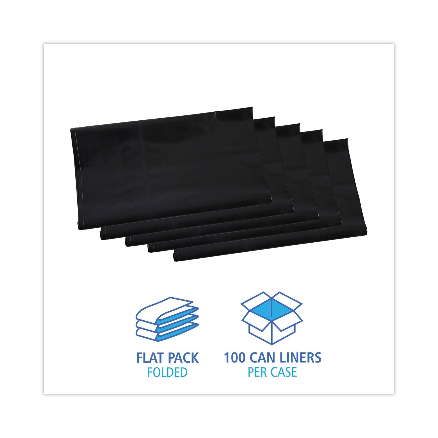Boardwalk Linear Low Density Industrial Can Liners, 45 gal, 1.7 mil, 40 x 46, Black, 100/Carton