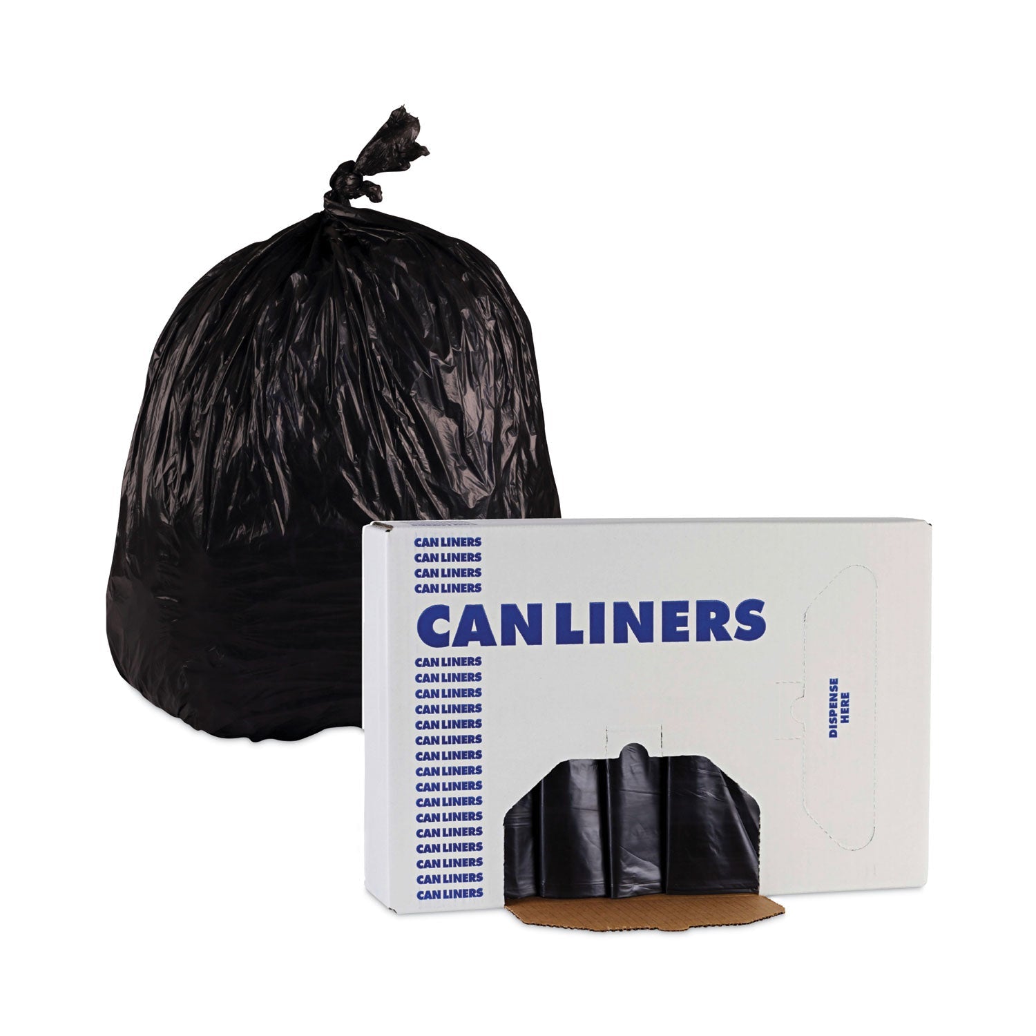 Boardwalk Linear Low Density Industrial Can Liners, 45 gal, 1.7 mil, 40 x 46, Black, 100/Carton