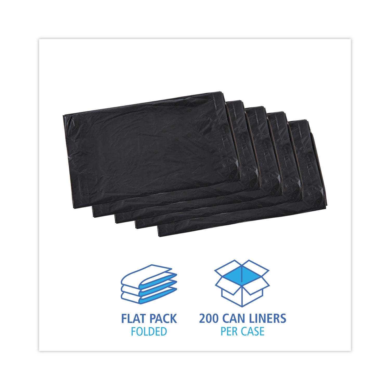 Boardwalk Linear Low Density Industrial Can Liners, 30 gal, 0.65 mil, 30 x 36, Black, 200/Carton