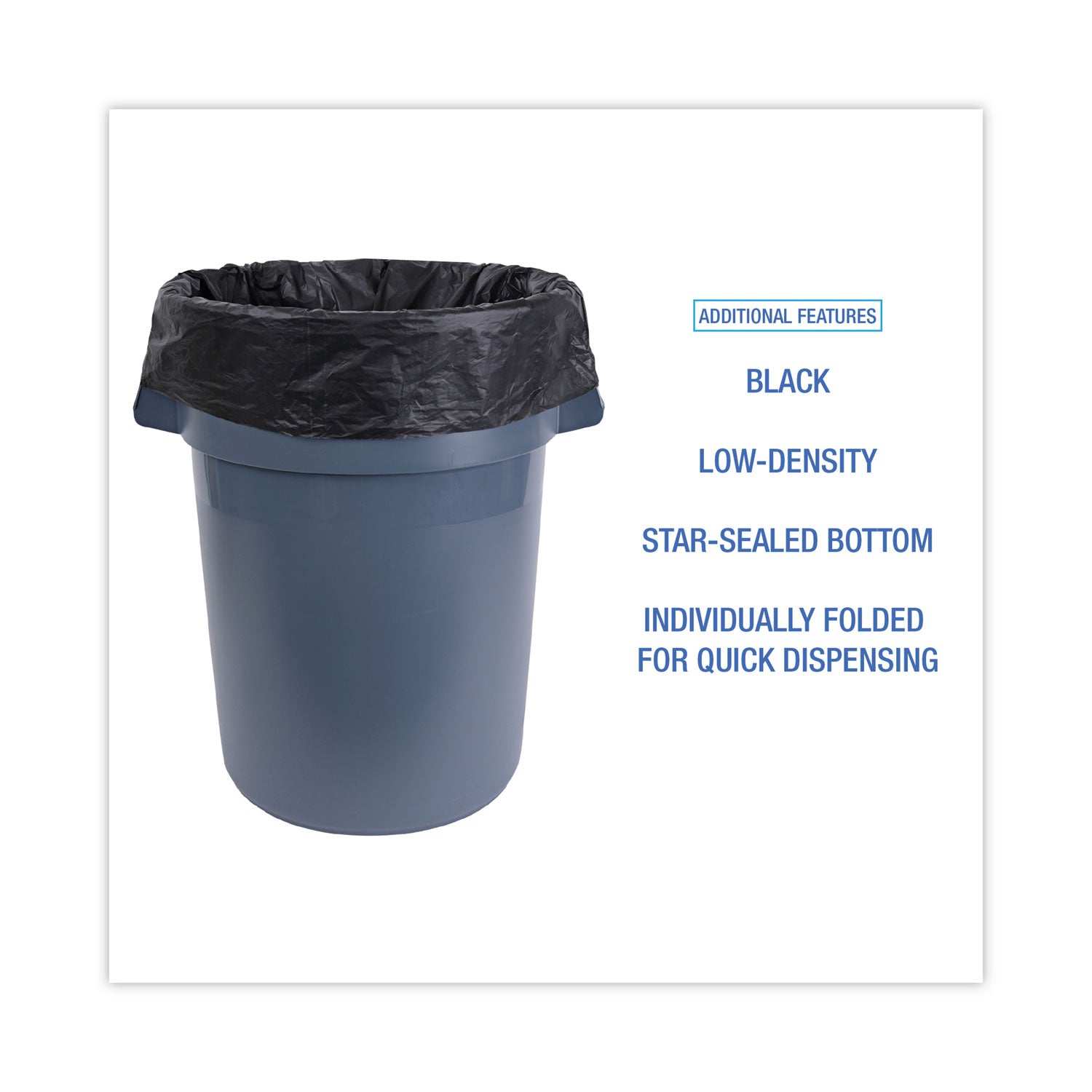 Boardwalk Linear Low Density Industrial Can Liners, 30 gal, 0.65 mil, 30 x 36, Black, 200/Carton