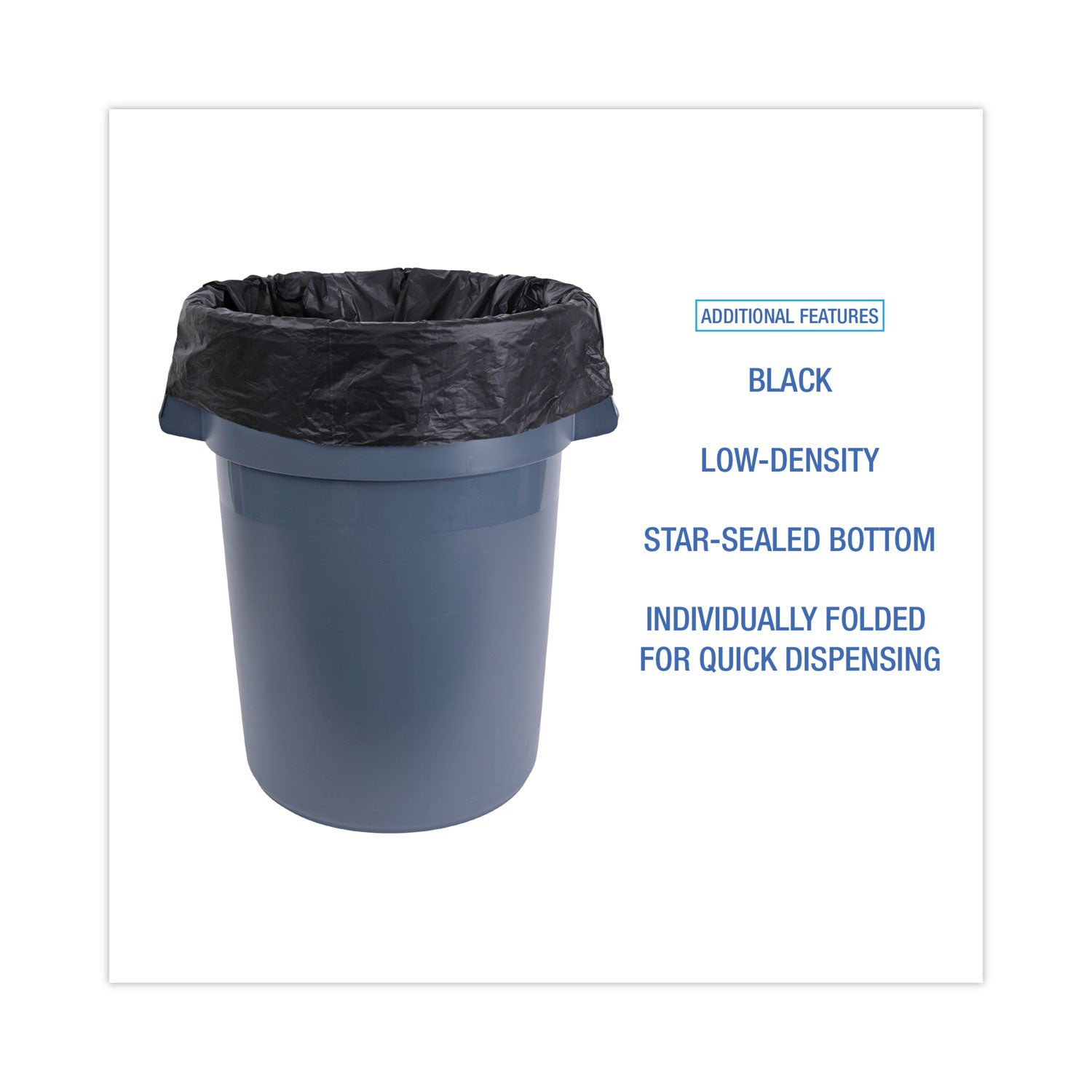 Boardwalk Linear Low Density Industrial Can Liners, 45 gal, 0.7 mil, 40 x 46, Black, 100/Carton