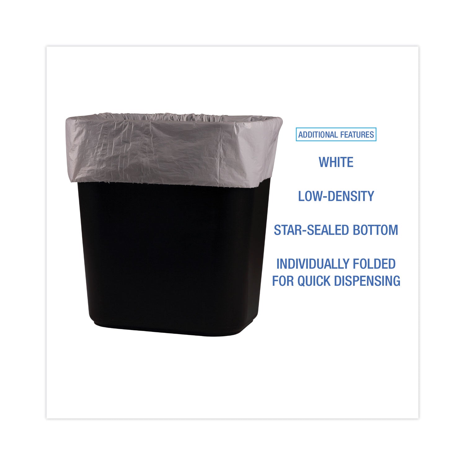 Boardwalk Linear Low Density Industrial Can Liners, 16 gal, 0.5 mil, 24 x 32, White, 500/Carton
