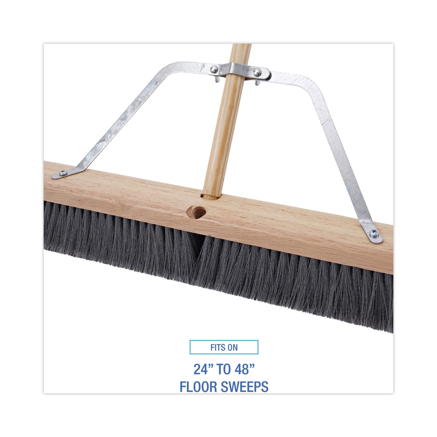 Boardwalk Metal Handle Braces, Large, Fits 24" to 48" Floor Sweeps, 0.5 x 17 x 12