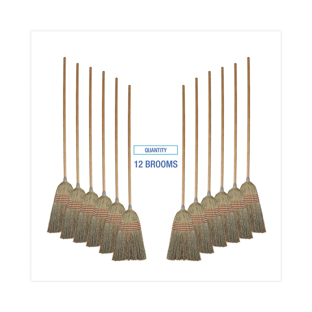 Boardwalk Parlor Broom, Corn Fiber Bristles, 55" Overall Length, Natural, 12/Carton