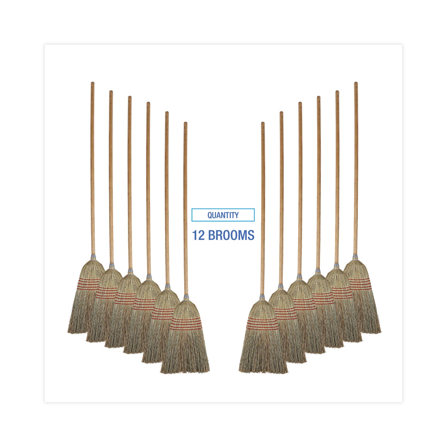 Boardwalk Parlor Broom, Corn Fiber Bristles, 55" Overall Length, Natural, 12/Carton
