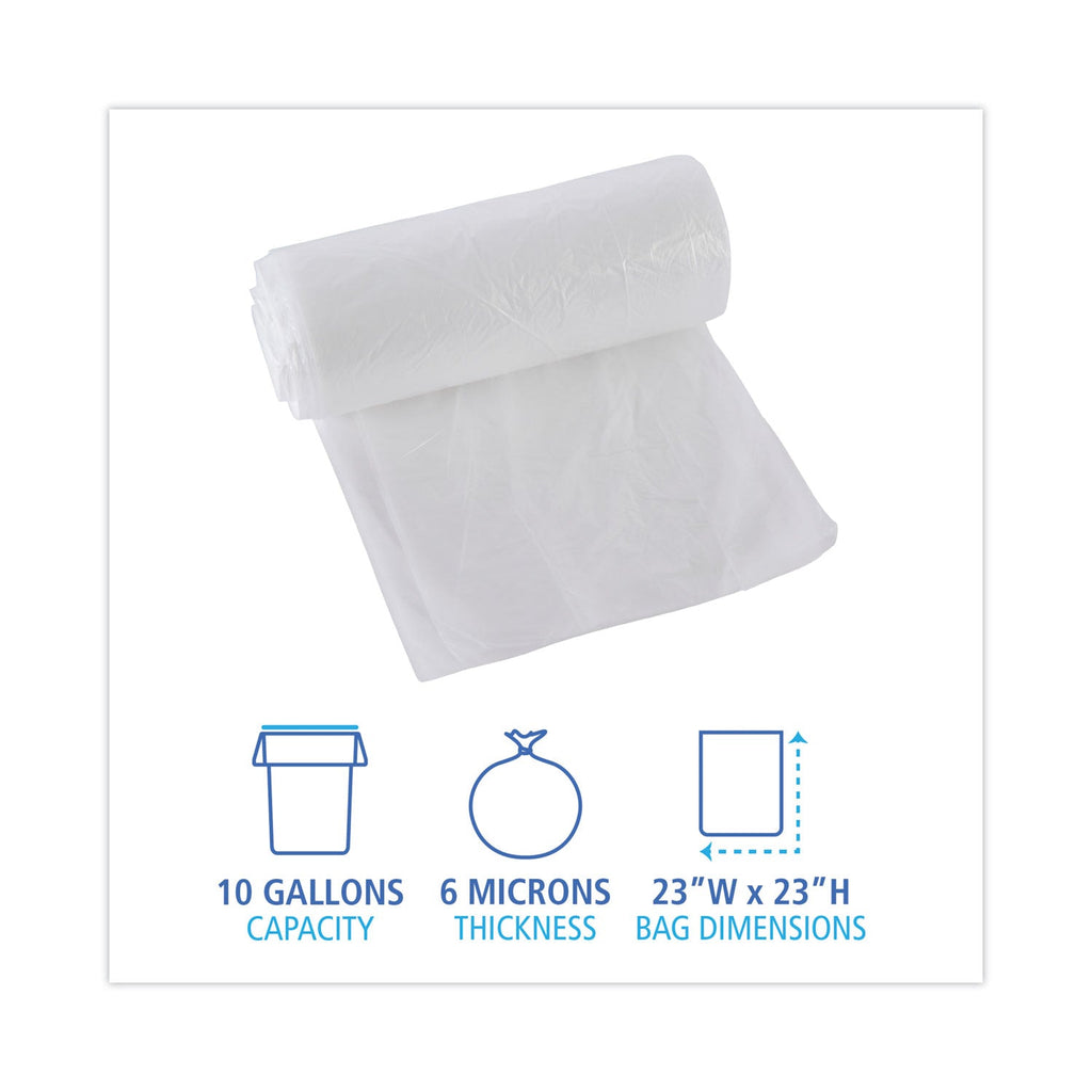 Boardwalk High-Density Can Liners, 10 gal, 6 microns, 24" x 23", Natural, 1,000/Carton