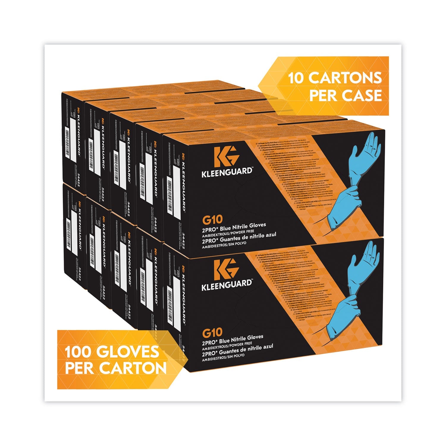 KleenGuard G10 2PRO Nitrile Gloves, Blue, Medium, 1,000/Carton