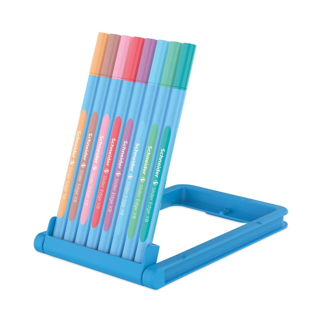 Schneider Slider Edge XB Pastel Ballpoint Pens with Convertible Case/Stand, Stick, Extra-Bold 1.4mm, Assorted Ink/Barrel Colors, 8/Set