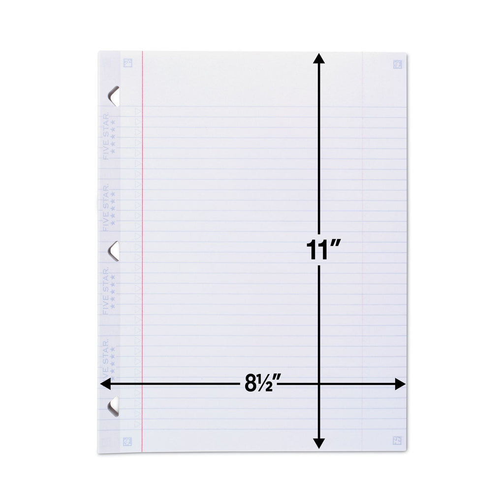 Five Star Reinforced Filler Paper, 3-Hole, 8.5 x 11, College Rule, 100/Pack