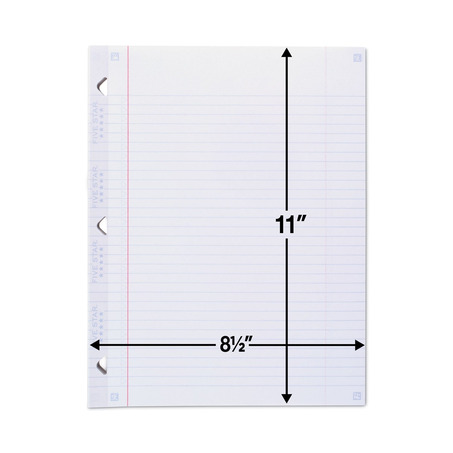 Five Star Reinforced Filler Paper, 3-Hole, 8.5 x 11, College Rule, 100/Pack