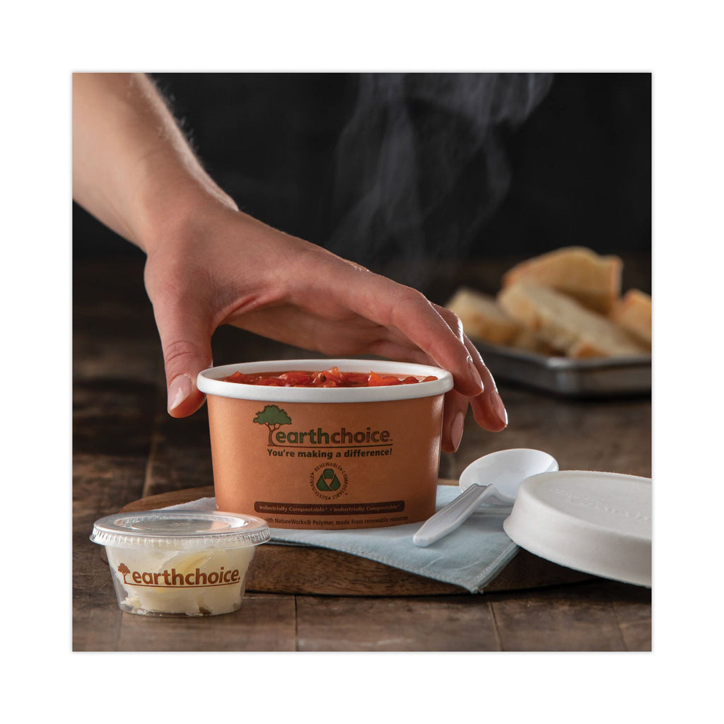 Pactiv Evergreen EarthChoice Compostable Soup Cup Lid, For 8-16 oz Soup Cups, 4" Diameter, White, Sugarcane, 500/Carton